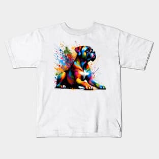 Vibrant Splashed Paint Perro de Presa Canario Art Kids T-Shirt